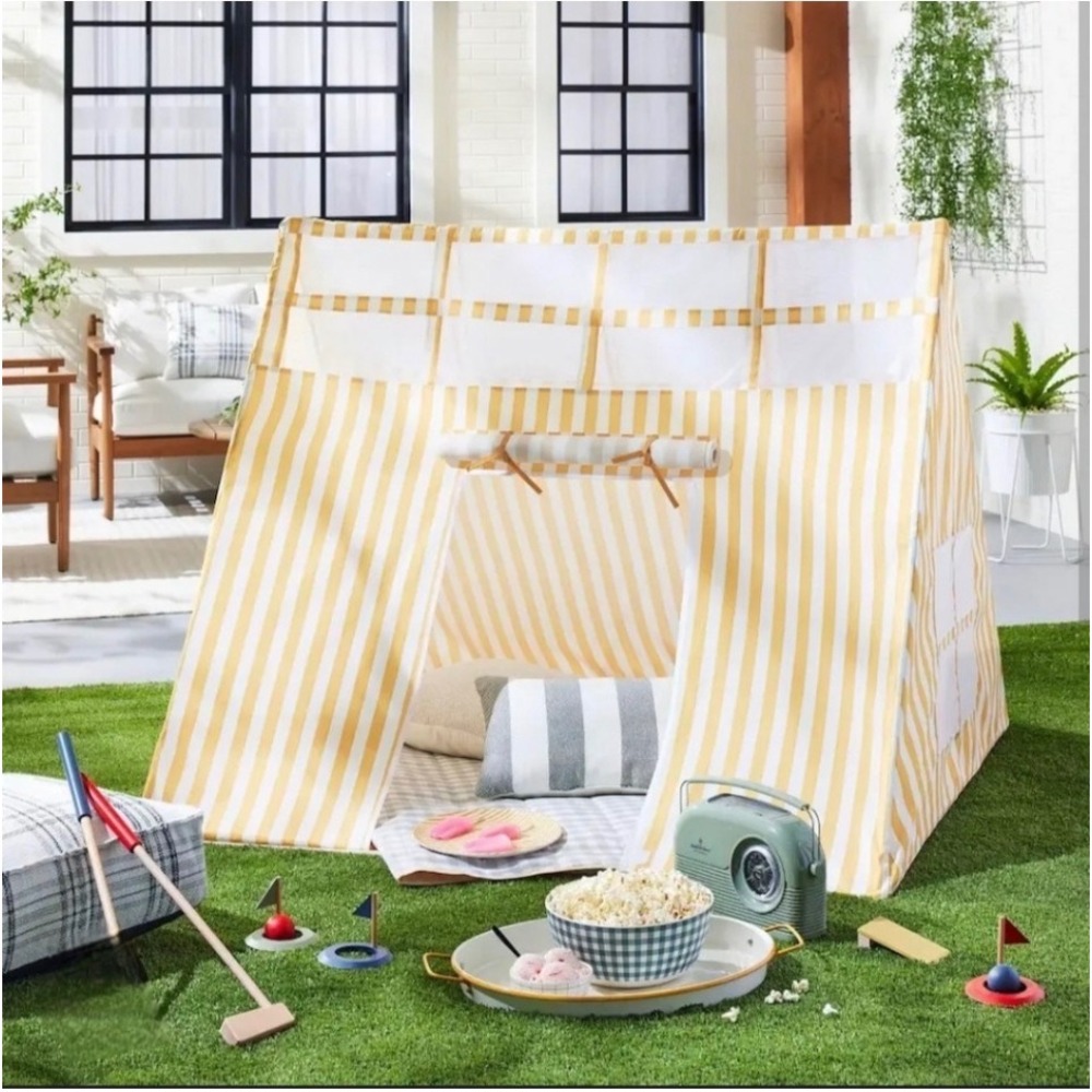 Hearth & Hand with Magnolia Kids Stargazing Play Tent Gold/Cream Stripe New